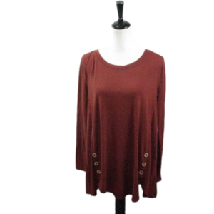 Zenana Premium Chestnut Brown Scoop Neck Tunic Size XL